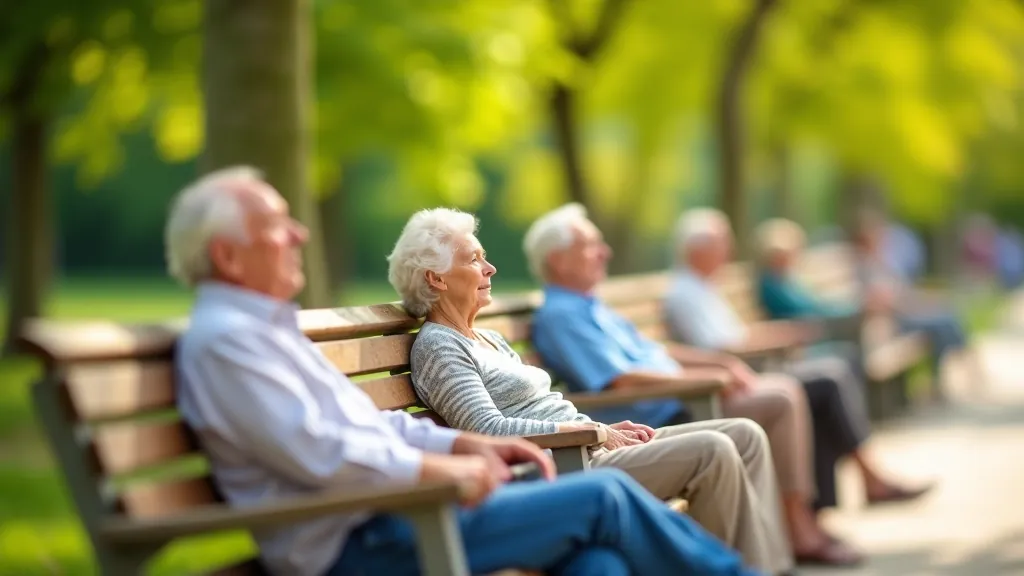Seniori atpūšas Kuldīgas pilsētas centra promenādē, solos sēžot un sarunājoties