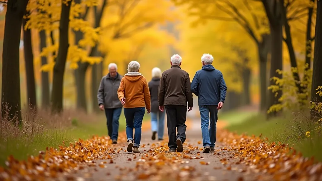 Senioru grupa pastaigājas pa skaidru ceļu Aleksupītes gorģēs ar zaļiem kokiem un akmeņainiem kraumliem